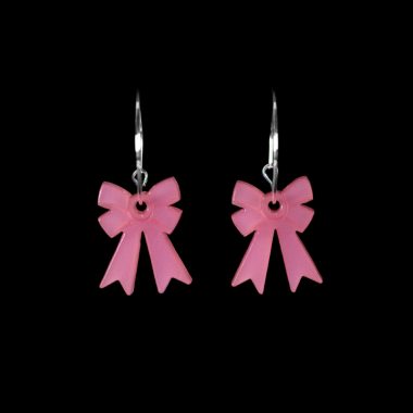 Pendientes mini lazos rosa satinados