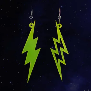 Pendientes Neoplanet con forma de rayo en color verde satinado Pendientes Neoplanet con forma de rayo en color verde satinado
