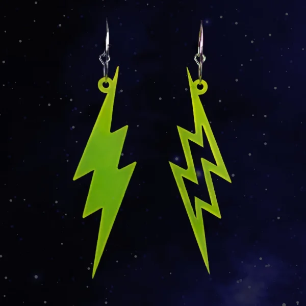 Pendientes Neoplanet con forma de rayo en color verde satinado Pendientes Neoplanet con forma de rayo en color verde satinado