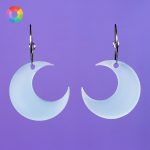 Pendientes metacrilato acrilicos luna blanca translucida