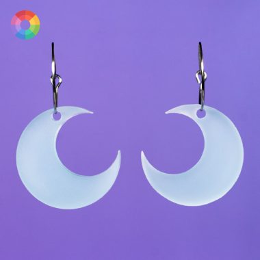 Pendientes metacrilato acrilicos luna blanca translucida