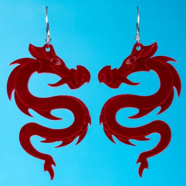 Pendientes dishonor dragón Mushu color rojo