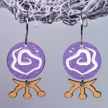 Pendientes halloween bola de cristal de brujas con magia y purpurina Pendientes halloween bola de cristal de brujas con magia y purpurina