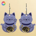 pendientes maneki neko gato suerte gris