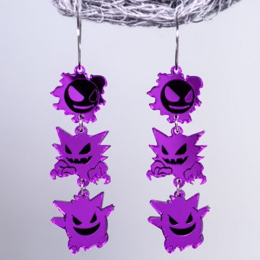 Pendientes evoluciones poke fantasmas en color púrpura