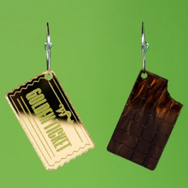 Pendientes de tableta de chocolate golden ticket