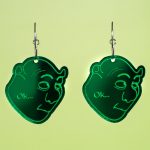 Pendientes meme sticker en color verde espejo
