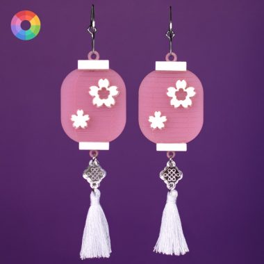Pendientes Farolillos japoneses Hanami con flores de cerezo Sakura Pendientes Farolillos japoneses Hanami con flores de cerezo Sakura