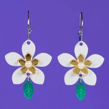 Pendientes de metacrilato y acrílico de flor de azahar Pendientes de metacrilato y acrílico de flor de azahar