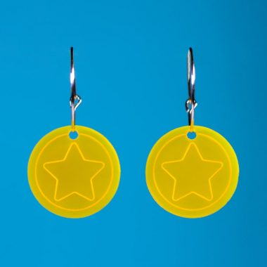 Pendientes de metacrilato acrílicos con forma de moneda de Animal Crossing