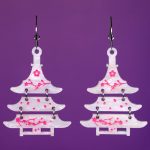 Pendientes TEmplo japonés Hanami con flores de cerezo Sakura