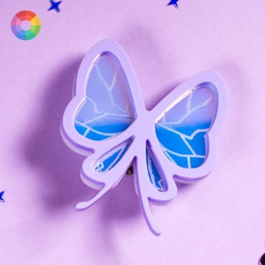 Pinza para el pelo con forma de mariposa holográfica de Shinobu y Kanao de Kimetsu no Yaiba, Guardianes de la Noche