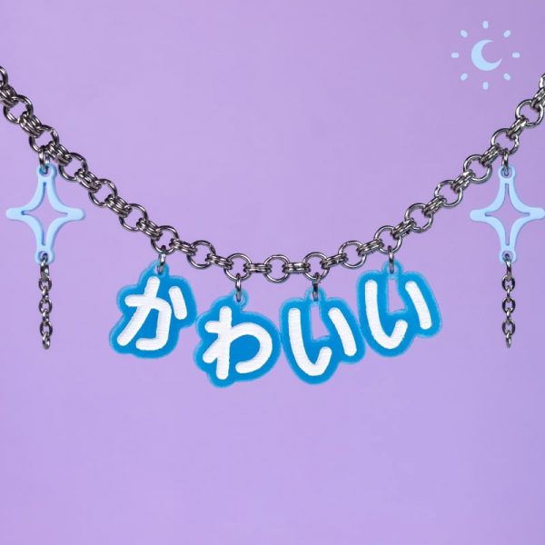 Collar Kawaii letras japonesas con brillo en la oscuridad