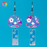 Pendientes Fuurin campana de viento japonesa con flores de cerezo