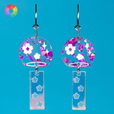 Pendientes Fuurin campana de viento japonesa con flores de cerezo