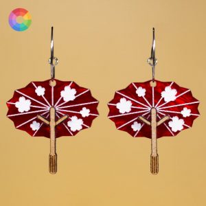 Pendientes Wagasa sombrilla japonesa rojo