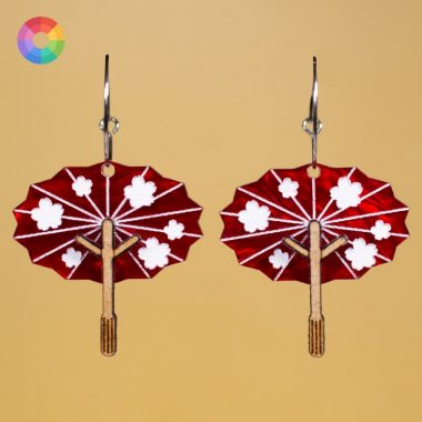 Pendientes Wagasa sombrilla japonesa rojo