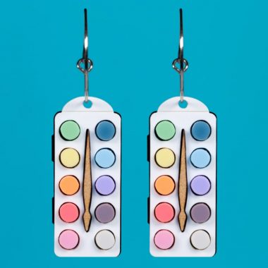 Pendientes de pinturas de acuarelas con pincel de madera Pendientes de pinturas de acuarelas con pincel de madera