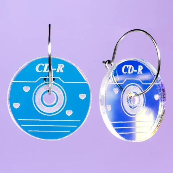 Pendientes cd disco con reflejo holográfico Pendientes cd disco con reflejo holográfico