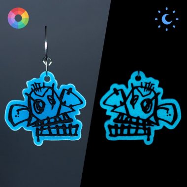 Pendientes metacrilato acrilicos jinx azul brilla en la oscuridad Pendientes metacrilato acrilicos jinx azul brilla en la oscuridad