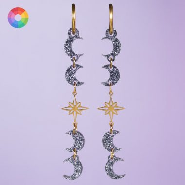 Pendientes literarios de lunas purpurina de Velaris Acotar