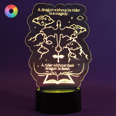 Lámpara led de colores para decoración, ambiernte lectura, con forma de dragón de los libros Fourth Wing, Alas de Sangre.