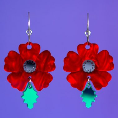 Pendientes Amapola de flores de primavera