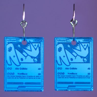 Pendientes de cartas de Pokemon Articuno EX celeste espejo Pendientes de cartas de Pokemon Articuno EX celeste espejo
