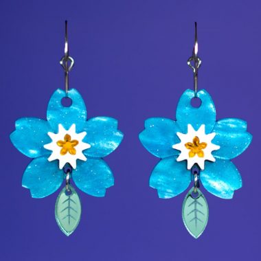 Pendientes Nomeolvides, flor Myosotis primavera Pendientes Nomeolvides, flor Myosotis primavera
