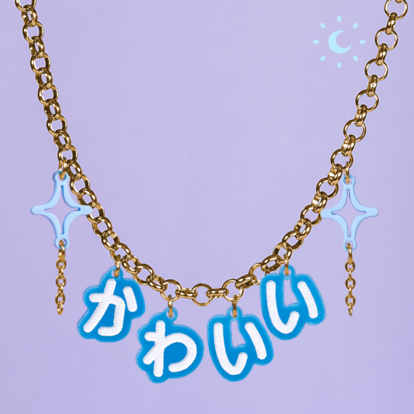 Collar Kawaii letras japonesas con brillo en la oscuridad