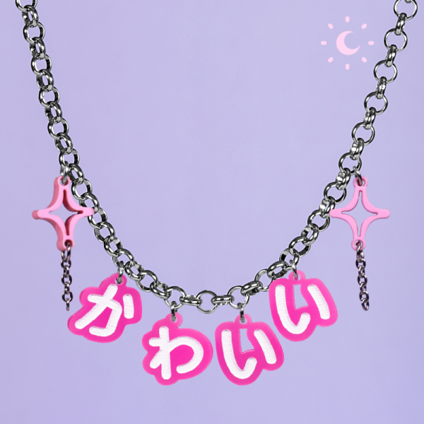 Collar Kawaii letras japonesas con brillo en la oscuridad