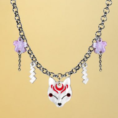 Collar japonés zorro Kitsune japón kawaii de acero inoxidable