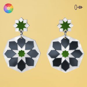 Pendientes de flamenca para feria y romería, en espejo de colores, azulejos andaluces originales