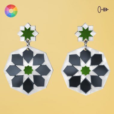 Pendientes de flamenca para feria y romería, en espejo de colores, azulejos andaluces originales