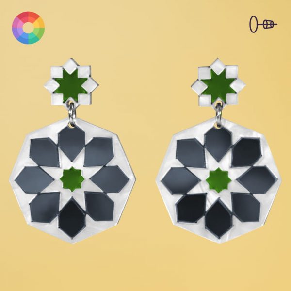 Pendientes de flamenca para feria y romería, en espejo de colores, azulejos andaluces originales