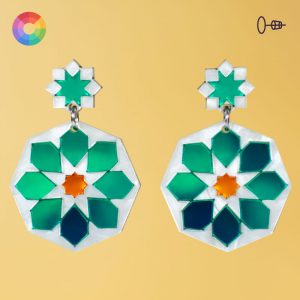 Pendientes de flamenca para feria y romería, en espejo de colores, azulejos andaluces originales