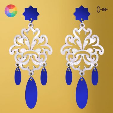 Pendientes de flamenca para feria y romería, en espejo azul, azulejos andaluces originales Pendientes de flamenca para feria y romería, en espejo azul, azulejos andaluces originales