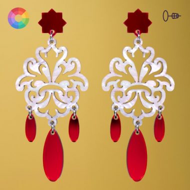 Pendientes de flamenca para feria y romería, en espejo rojo, azulejos andaluces originales Pendientes de flamenca para feria y romería, en espejo rojo, azulejos andaluces originales