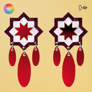 Pendientes de flamenca para feria y romería, en espejo rojo, azulejos andaluces originales