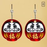 Pendientes japioneses figura daruma en color rojo