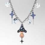 Collar acero inoxidable halloween de brujas con seta, cadena plateada o dorada