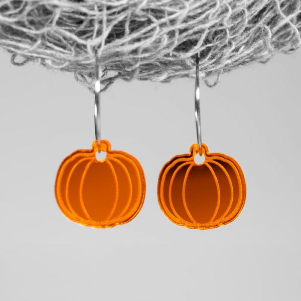 Pendientes en forma de calabazas en color naranja con efecto espejo de Neoplanet