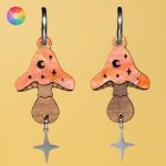 Pendientes setas otoño color naranja y madera