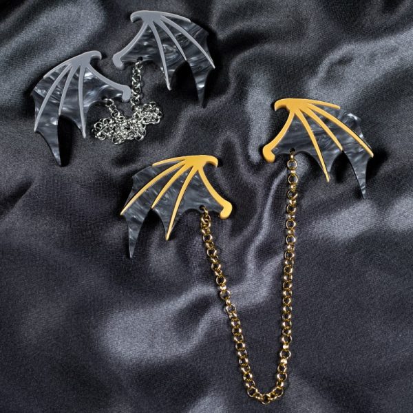 Conjunto pinzas para el pelo en forma de alas de dragón con cadena de Neoplanet