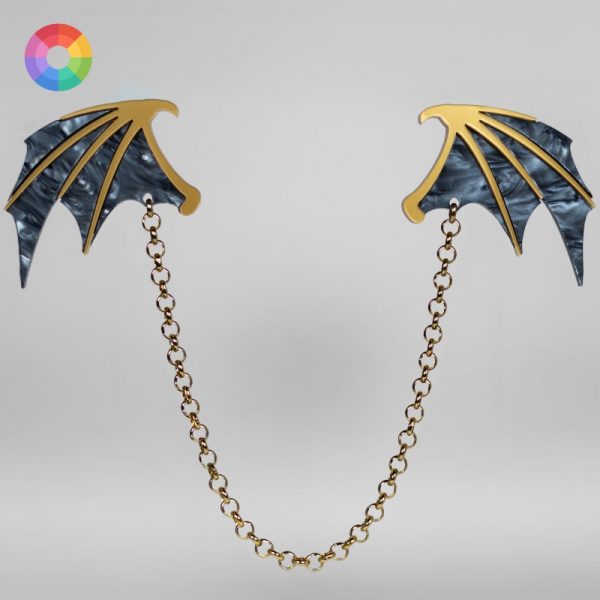 Conjunto pinzas para el pelo en forma de alas de dragón con cadena de Neoplanet