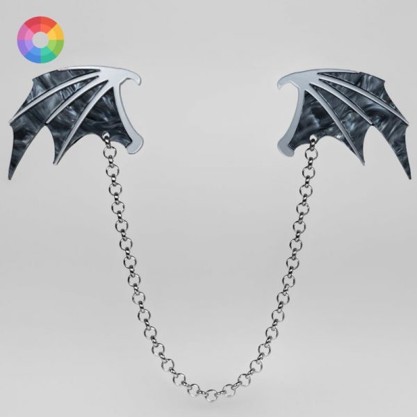 Conjunto pinzas para el pelo en forma de alas de dragón con cadena de Neoplanet