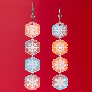 Pendeintes copos de nieve holograficos, para moda de invierno y regalo de navidad