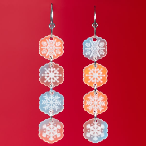 Pendeintes copos de nieve holograficos, para moda de invierno y regalo de navidad