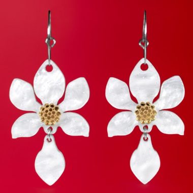 Pendientes de flor magnolia blanca, accesorios de moda para invierno Pendientes de flor magnolia blanca, accesorios de moda para invierno
