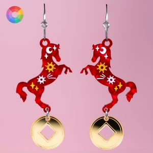 Pendientes acrílicos Año Nuevo Chino Lunar del Caballo